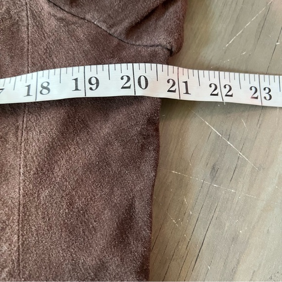 April Cornell Chocolate Brown Genuine Leather Suede Floral Embroidered Jacket M - Picture 14 of 16